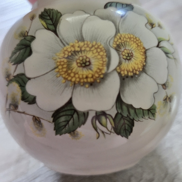 Sadler Dogwood Blossom Floral Ginger Jar Lidded England 4" - Picture 12 of 12